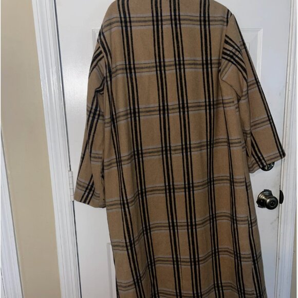 ASOS Women's oversized plaid beige button down coat US 10 - Picture 2 of 6